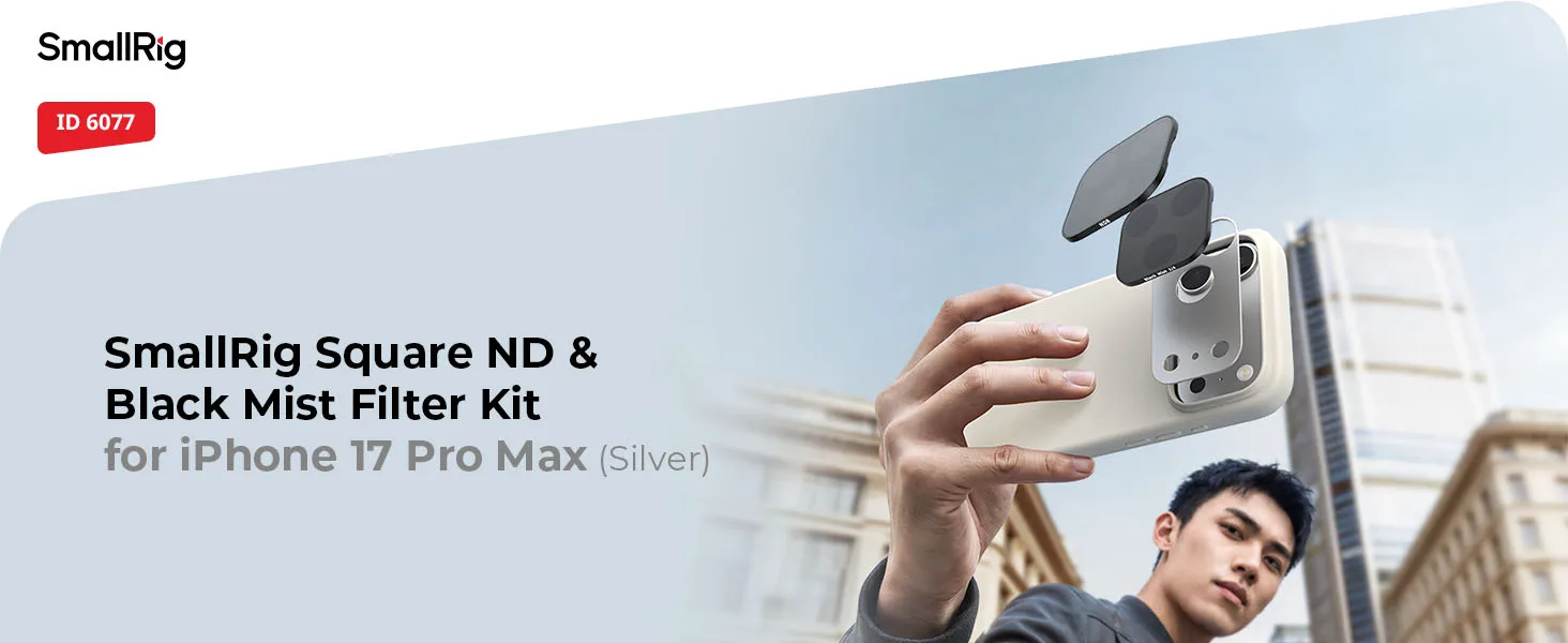 SmallRig Square ND & Black Mist Filter Kit für iPhone 17 Pro und iPhone 17 Pro Max, 3 Farben zur Auswahl mit ND2/4/8/16/32 & Halterung – Detail 5
