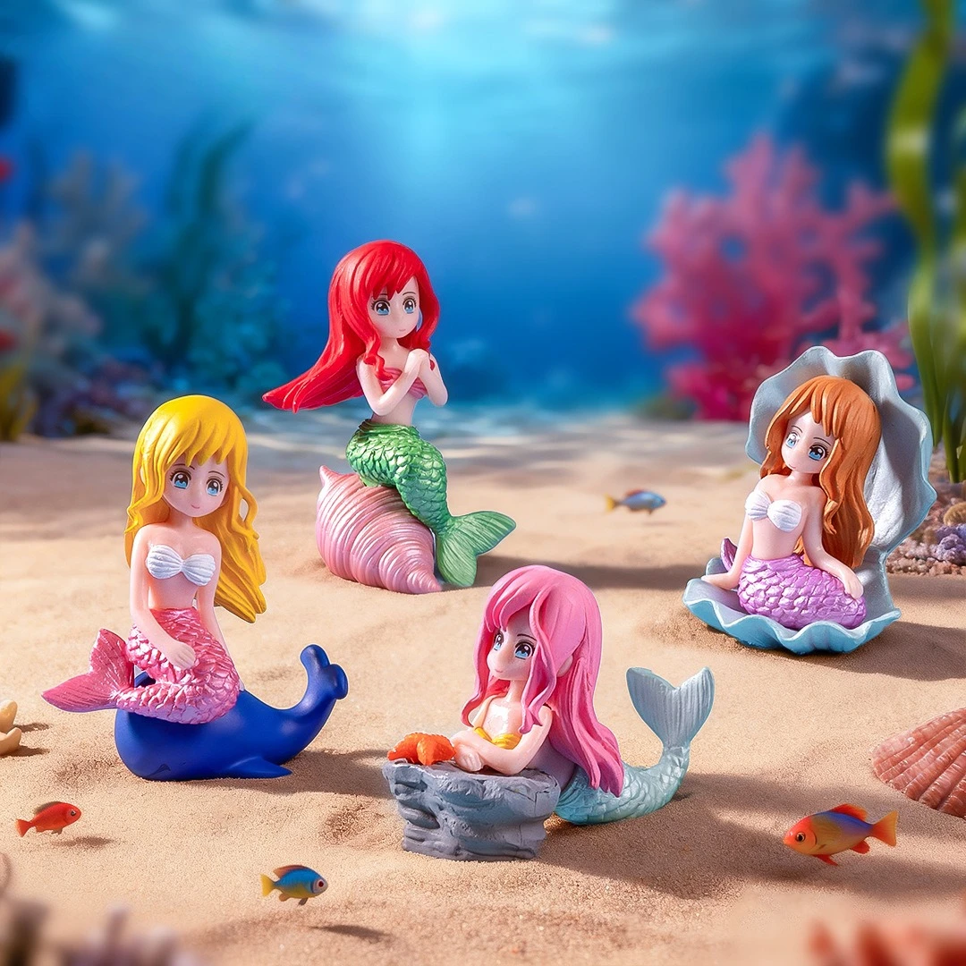 Figuras de Sirenas Bonitas para Acuario, Adornos de Sirena Artificial Kawaii, Manualidades para Pecera, Decoración de Escritorio y Acuario