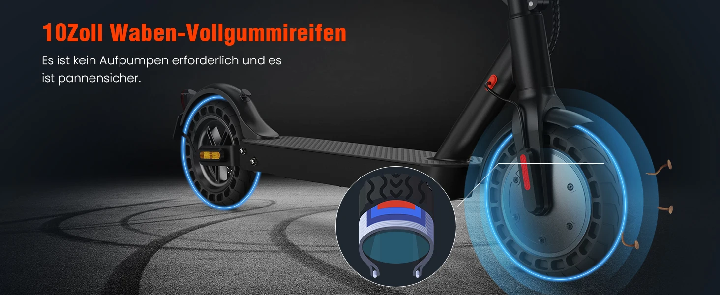 E9TMAX 10-Zoll-Elektroroller 500W 36V10Ah 35-40KM Reichweite 20KM/H 2 Geschwindigkeiten Minirobot APP Doppelbremse DE Standard E-Scooter (ABE,CE) Kostenlose Fahrradtasche – Detail 12