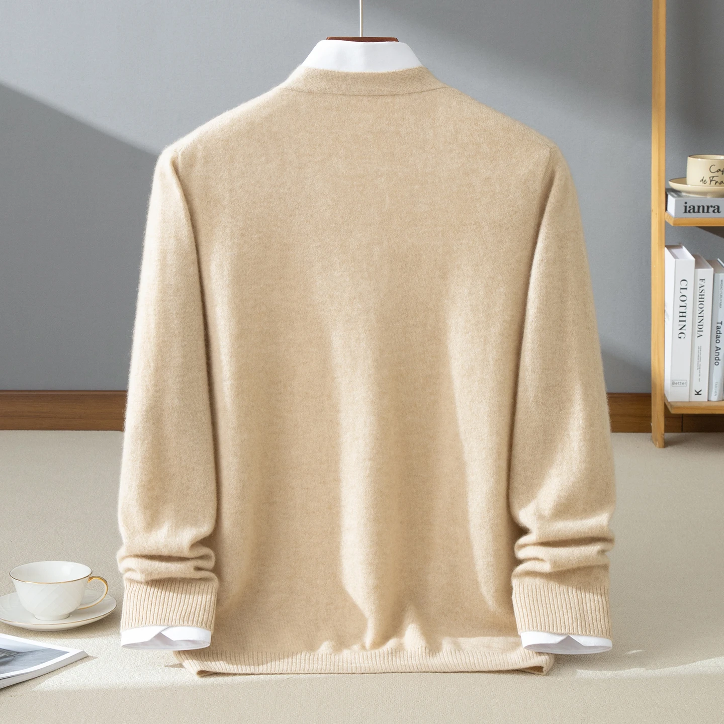 High Quality 100% Cashmere Men's Cardigan 12 Needle Knitted Sweater Luxury Pull V-Neck Jumper Loose Tops Jacket Single Breasted