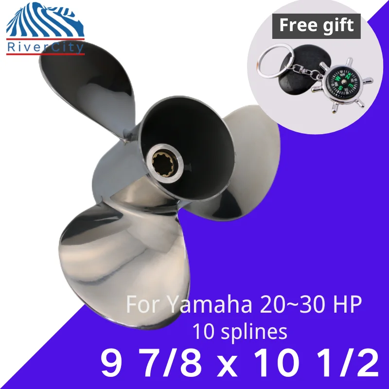 

For Yamaha 20HP 25HP 30HP Outboard Propeller 9 7/8x10 1/2 Boat Motor Stainless Steel Screw Ship Marine Engine 3 Blade 10 Spline