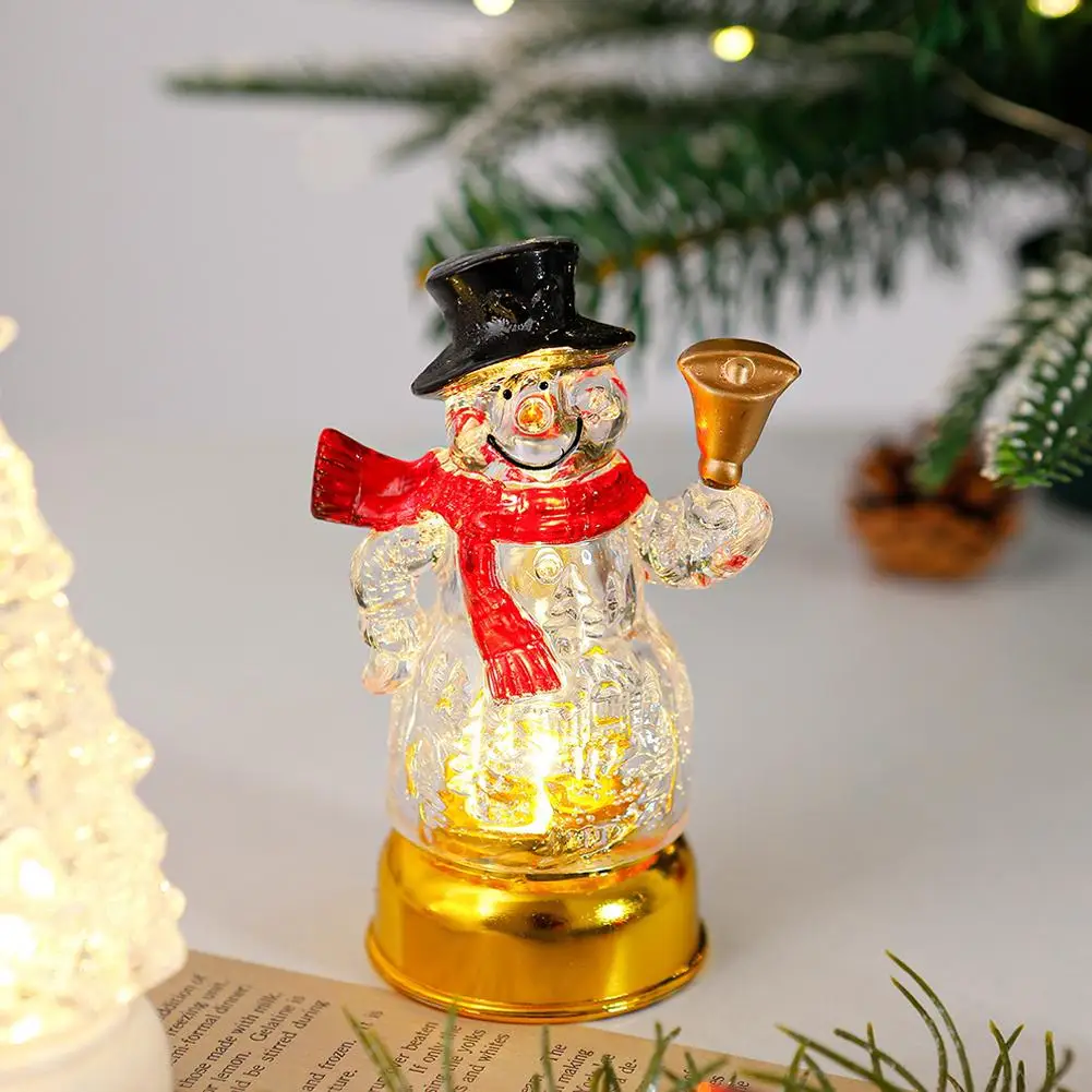 Christmas LED Decorations With Snowman, Christmas Tree Mini Lighted Ornaments For Home Tabletop Christmas Party Decor Accessory
