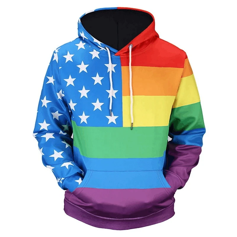 Sweat à capuche arc-en-ciel imprimé en 3D pour hommes et femmes, pull cool populaire, streetwear à manches longues, vêtements à capuche LGBT, PVD, mode gay, nouveau