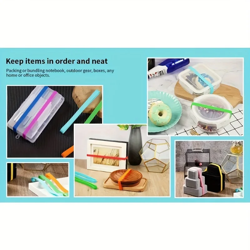10 silicone elastic reinforced rubber bands, suitable for notebooks, offices, outdoor equipment,and for storing and fixing items
