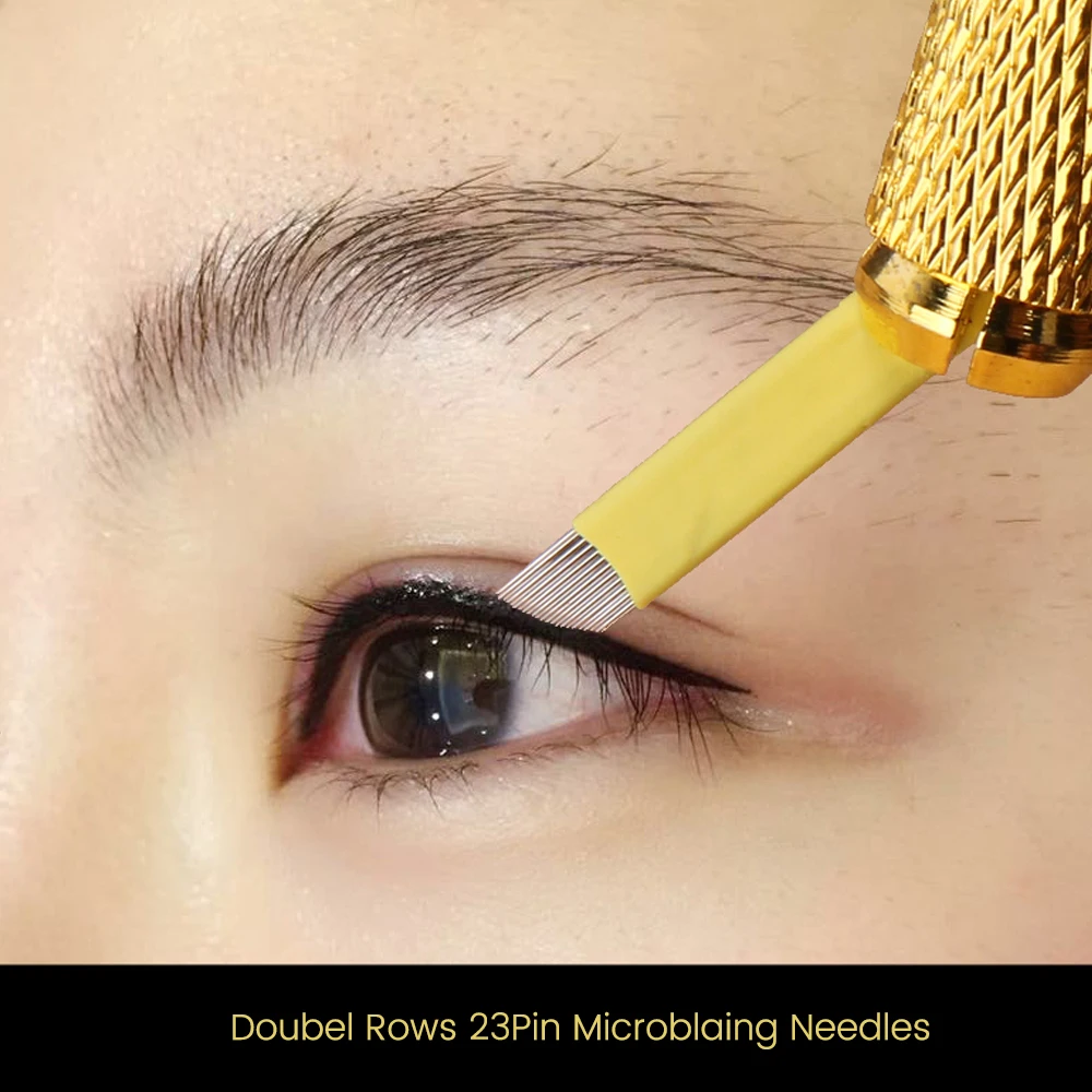 23 Pins Double Rows Microblading Needles Tattoo Supplies Dermografo Agujas 0.2mm Tebori Blades For Manual Eyeliner Micro-Shading