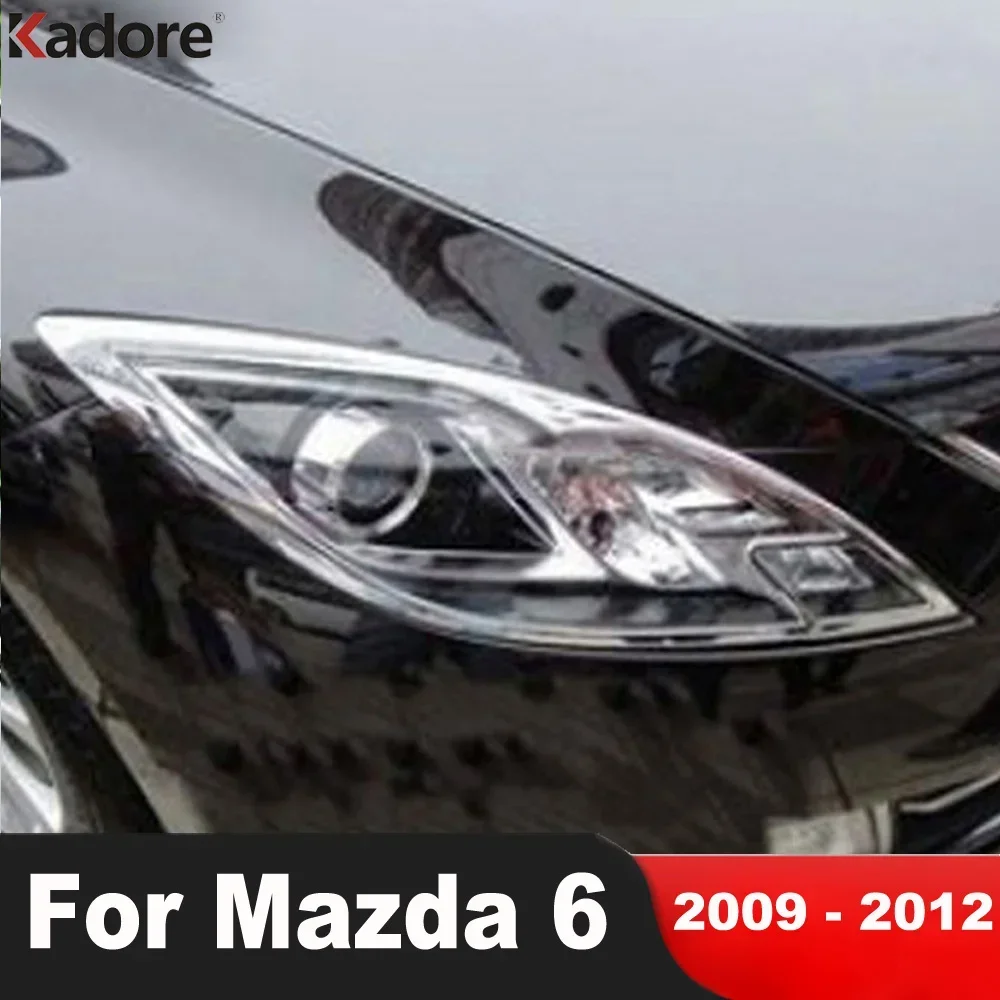 

Для Mazda 6 2009 2010 2011 2012 седан хромированная передняя фара автомобиля, крышка лампы, накладка на фару, рамка фары, аксессуары
