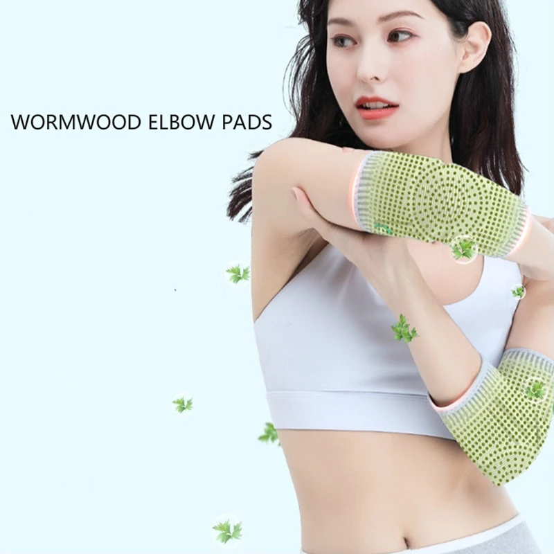 1 Pair Wormwood Self Heating Elbow Pads Elbow Support Protector Brace Compression Sleeve Heating Massager Arm Warmers Men Women