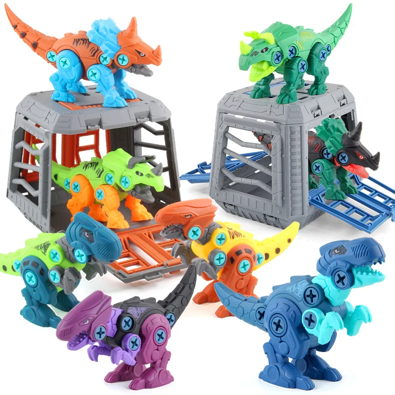 Kinder Montieren Dinosaurier Schrauben Blöcke Spielzeug Set Tyrannosaurus Triceratops DIY Pädagogisches Montage Spielzeug Junge Geburtstag Geschenke