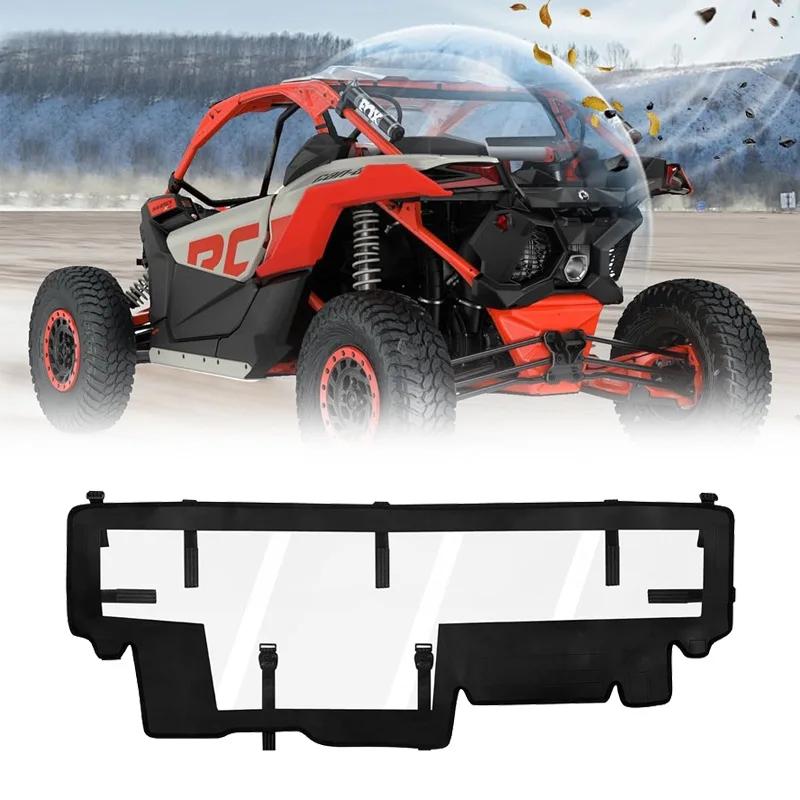 UTV Rear Windshield Soft Back Window Windproof Dustproof Rainproof Prevent Debris & Branches For Can Am Maverick X3