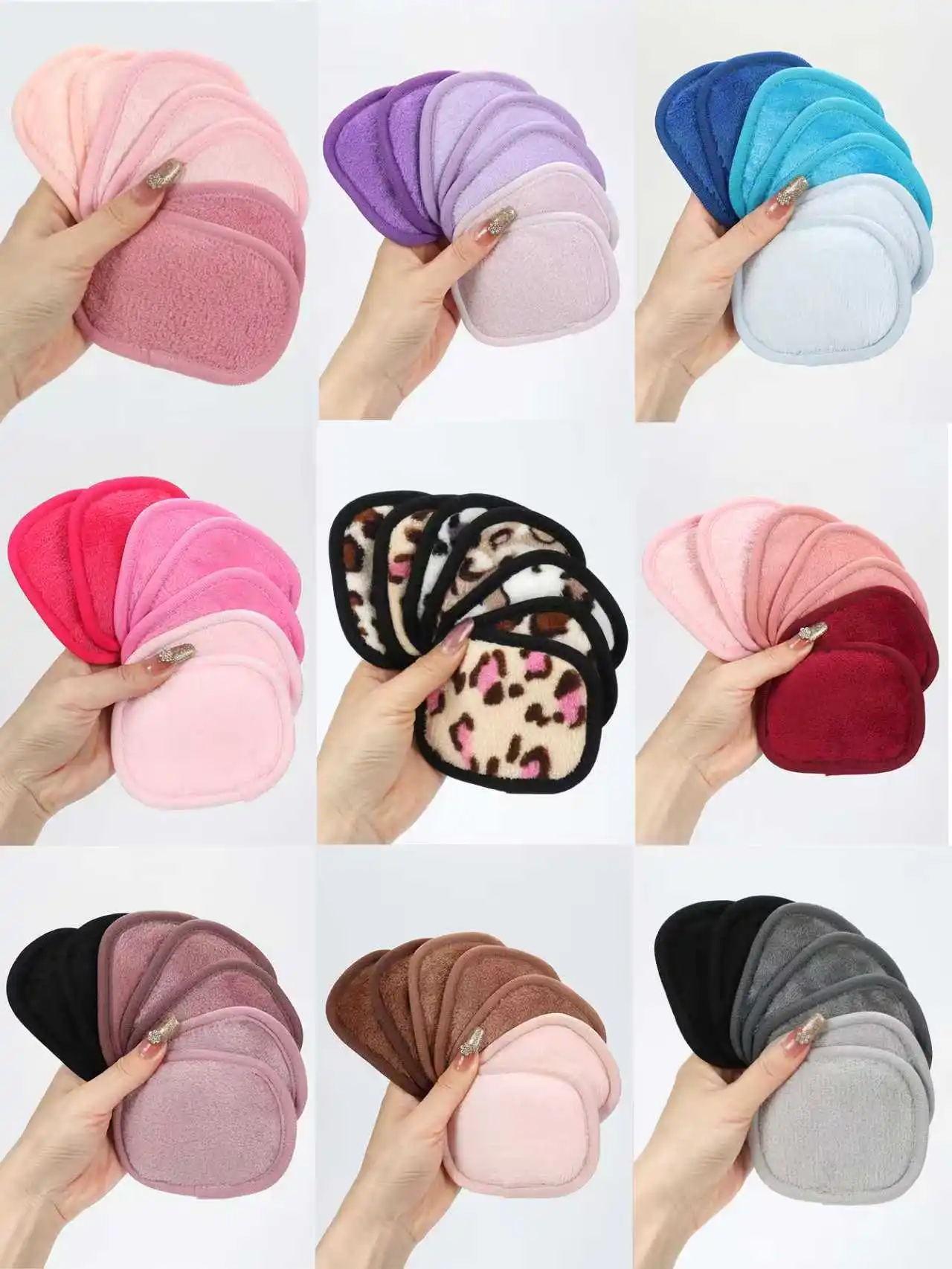 810 Toalhetes Desmaquilhantes Gradiente 7Pcs, Lavável à Máquina, Ferramentas Desmaquillantes Reutilizáveis para Todos os Tipos de Pele