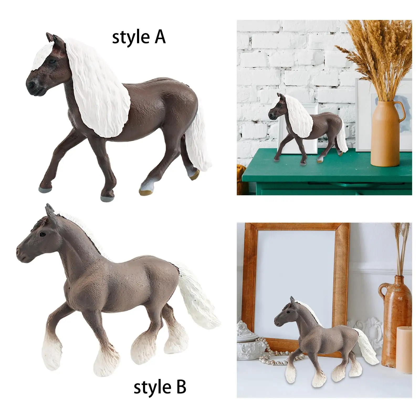 Figurines d'animaux réalistes pour décor de bureau, modèle de cheval, décoration de gâteau, ornement pour garçons et tout-petits, faveurs de fête