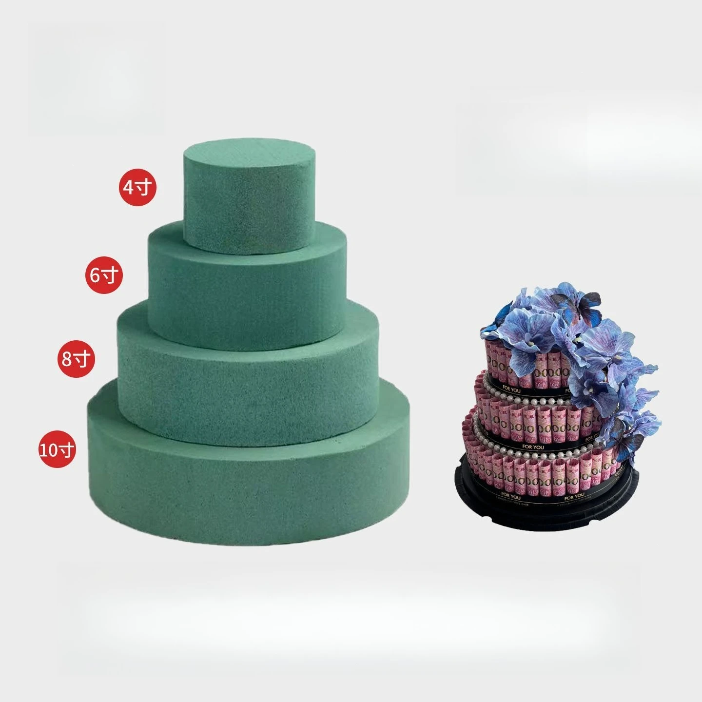 Round Cake Flower Mire Block Special Mud for Flower Base Flowers Arrangement DIY Handmade Flower Clay Cylindrical Shape