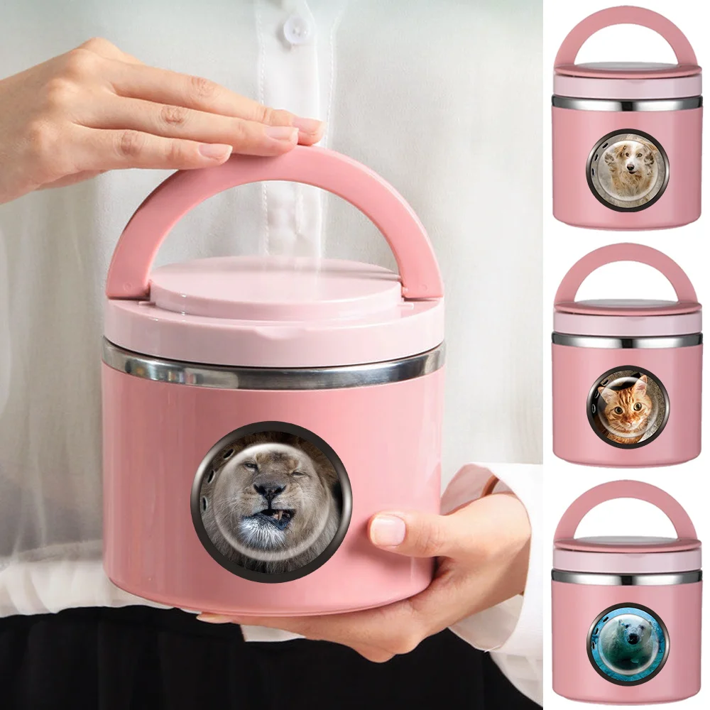 

Children Student New Insulated Soup Cup Office Easy To Carry Bento Box Lightweight Single Layer Window Series Picnic Thermal Jar