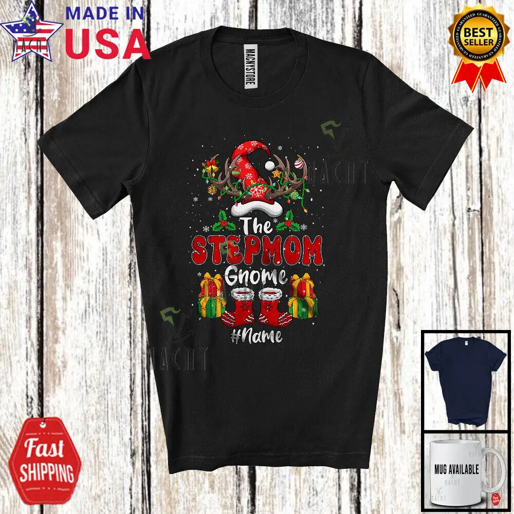 

Custom Name The Stepmom Gnome; Awesome Christmas Gnome Reindeer; Family T-Shirt