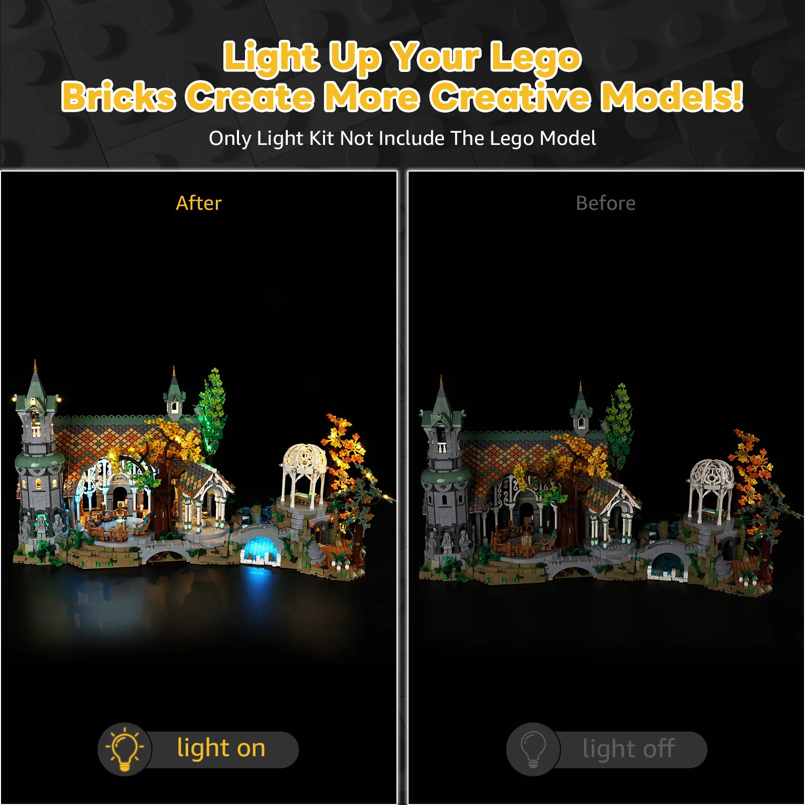 Kyglaring LED Light Kit suitable for Lego 10316 THE LORD OF THE RINGS: RIVENDELL Decorative Lamp Not Lego Building Blocks