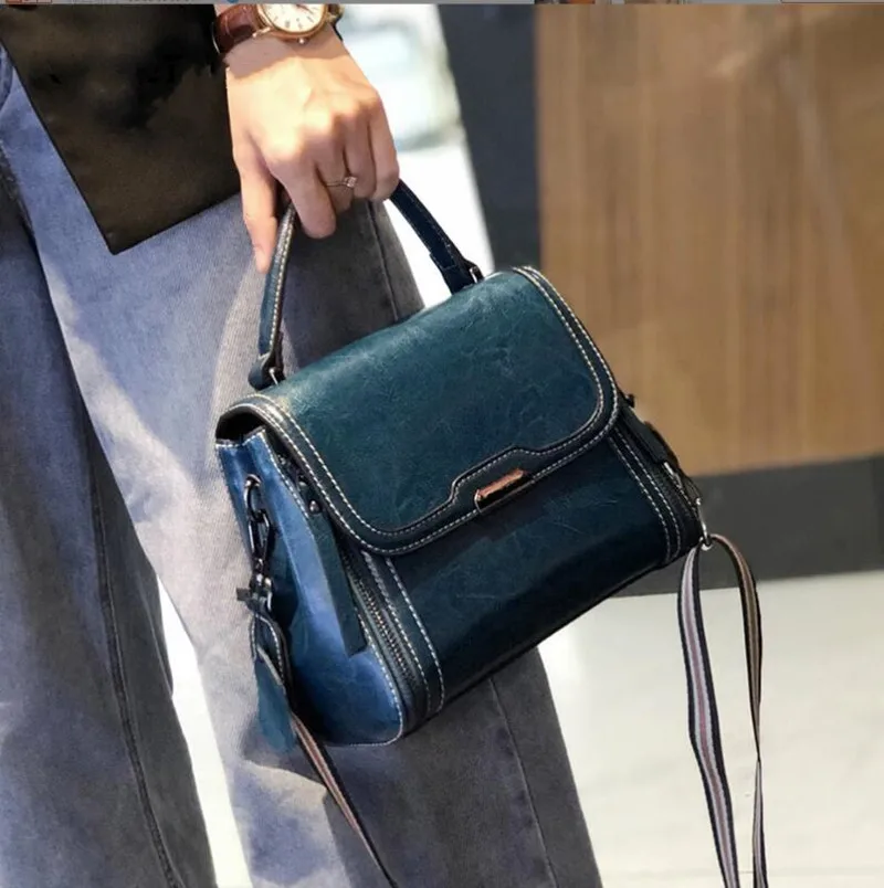 

Genuine Cow Leather Women's Bags Shoulder Bag Fashion Casual Lady Bag 2021 New Portable Messenger Purses Crossbody Luxury Brand