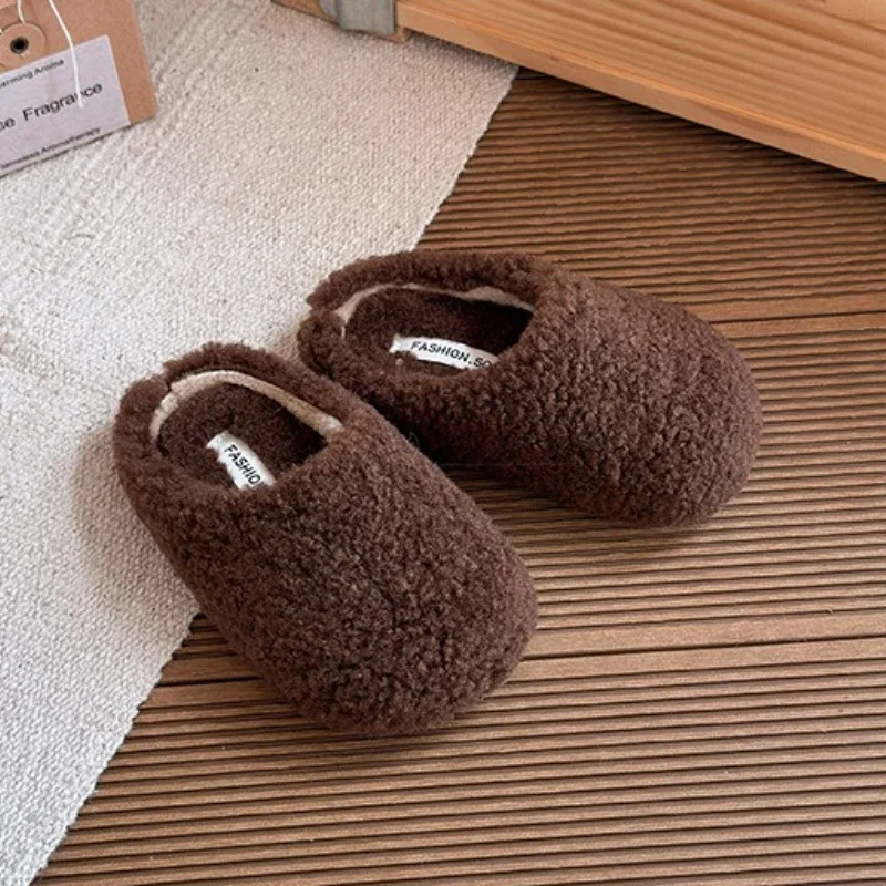 2025 الأطفال أحذية قطنية غير رسمية للفتيات شتاء موضة جديدة الكورية نمط لينة أسفل المضادة للانزلاق تنوعا الانزلاق على النعال