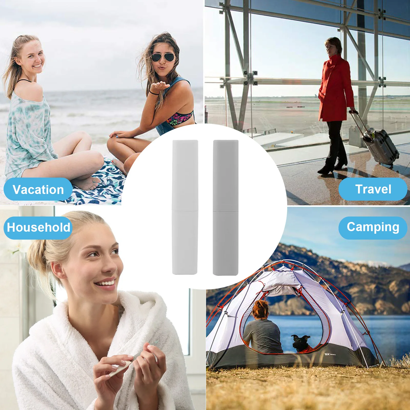 

2Pcs Portable Toothbrush Storage Box Easy Carry Ventilation Holes for Quick Drying Travel Toothbrush Case Travel Box