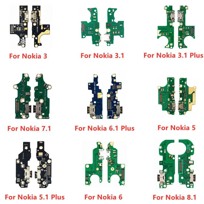 USB Charging Charger Dock Port Board Flex Cable With Mic Microphone Ribbon For Nokia 2 2.1 3 3.1 5 5.1 6 6.1 7 7.1 8 8.1 Plus