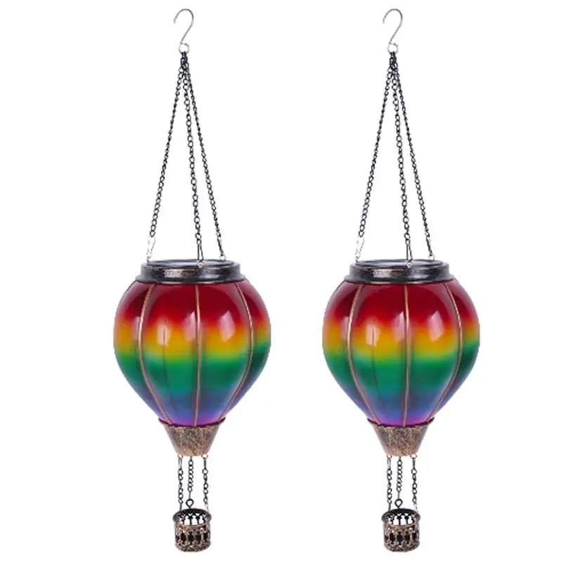 ABGG-2X Hot Air Balloon Solar Lantern Lights Outdoor Hanging Solar Lantern For Garden Yard Patio Porch Decor