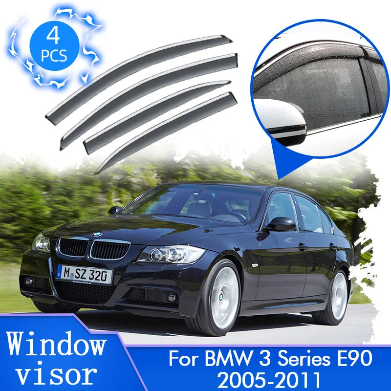 For BMW 3 Series E90 320i 2005 2006 2007 2008 2009 2010 2011 Vent Window Visors Sun Deflector Awning Rain Windshield Accessories