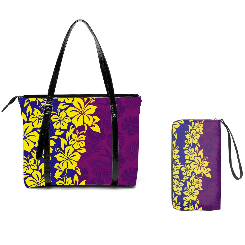 

Customizable Polynesian Wave Print Handbag & Wallet Set Tropical Vibes Lightweight Festival Travel Beach Essentials YearRound