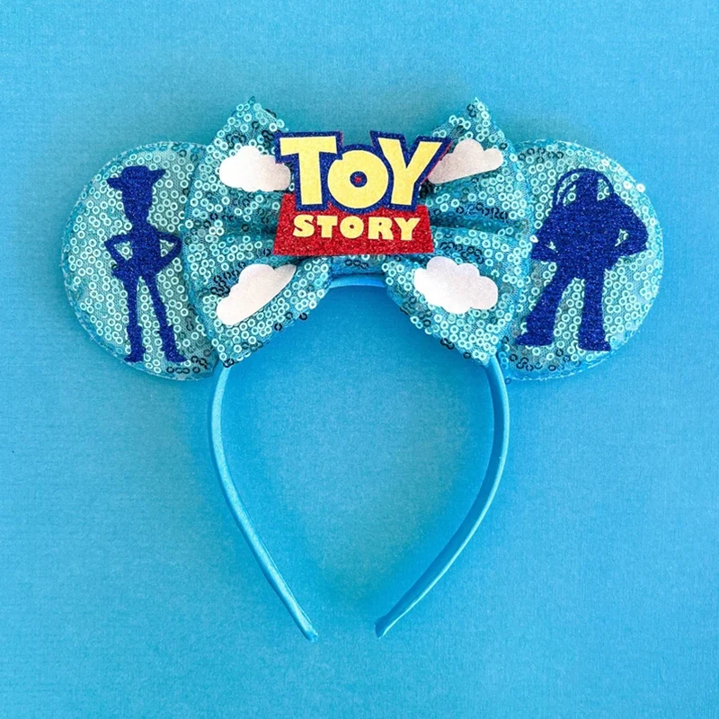 Disney Toy Story 2 Buzz Lightyear Ears Headband Women Cute Alien Hairbands For Girl Sequins Bow Party Hair Accessories Kids Gift