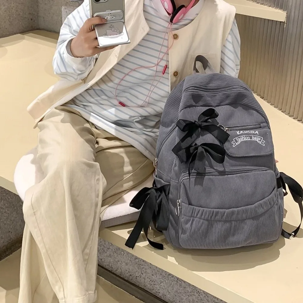 حقيبة ظهر محمولة بعقدة على شكل فيونكة للطلاب بسعة كبيرة وقابلة للتعديل حقيبة مدرسية مطوية