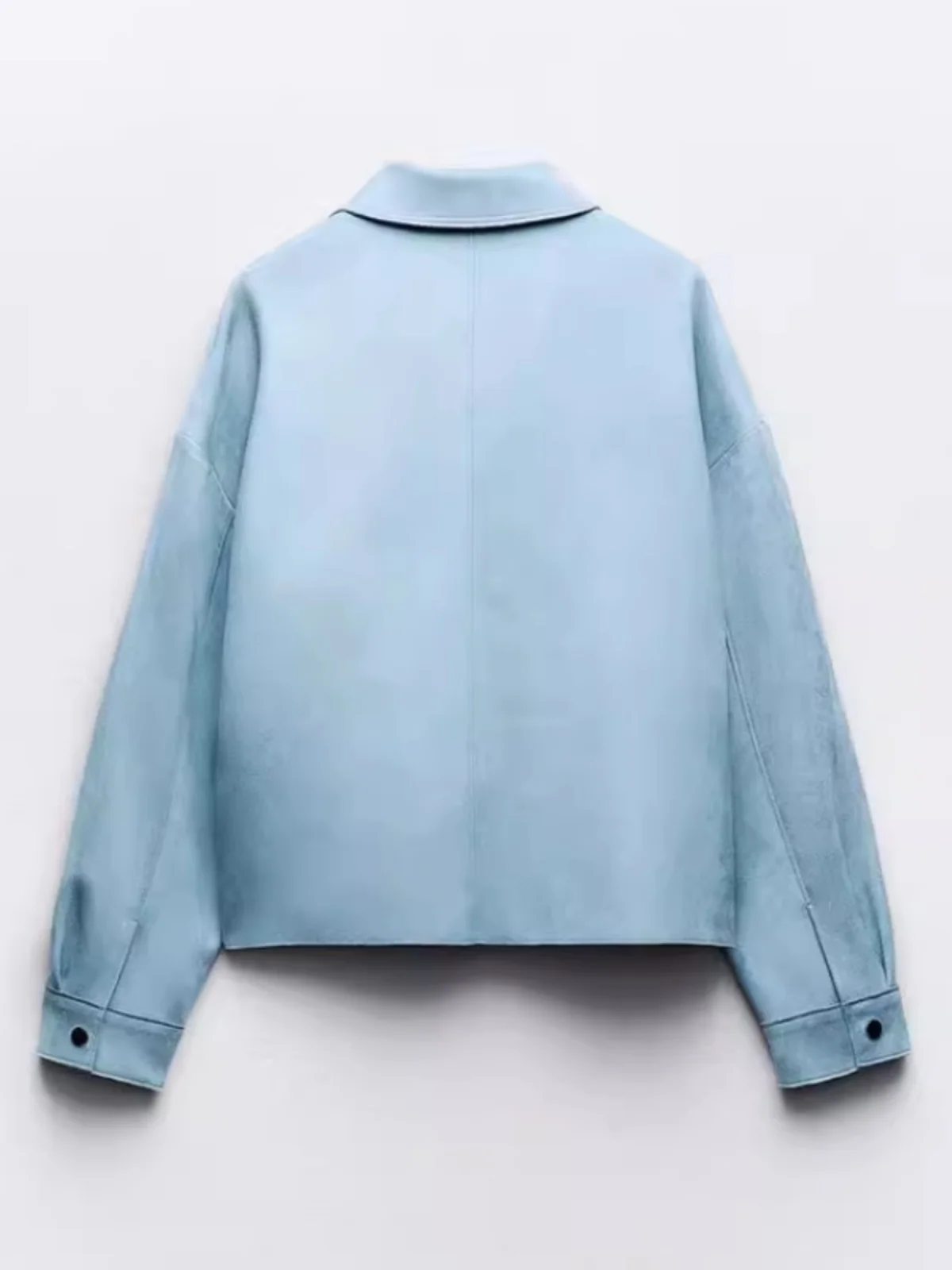 Lente 2025, nieuwe damesjas van imitatiesuède ort Jaet Long Sve, jas met omgeslagen kraag, pure kleur, veelzijdige knoopsluiting, normaal...