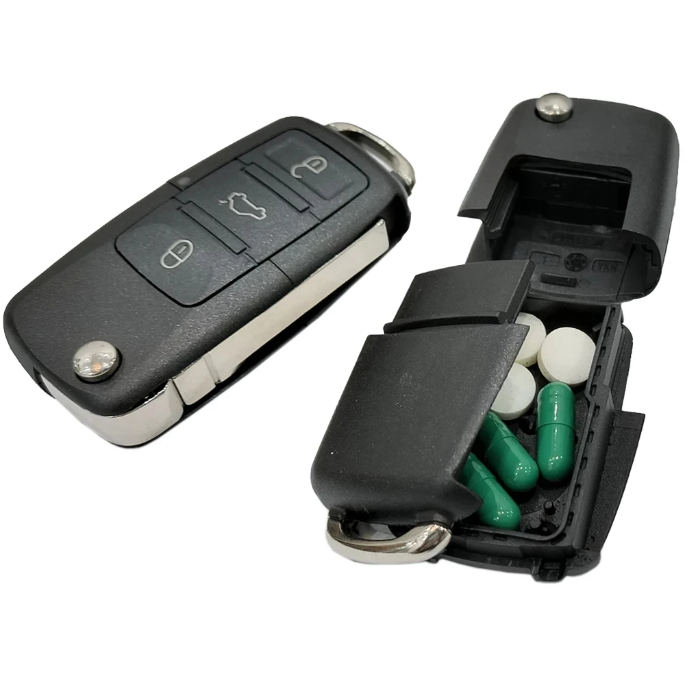 Criativo Mini Dummy Car Key Hidden Safe Box, compartimento secreto com Stash Box Vazio Car Key Fob, Esconder e armazenar pílulas de dinheiro e moeda