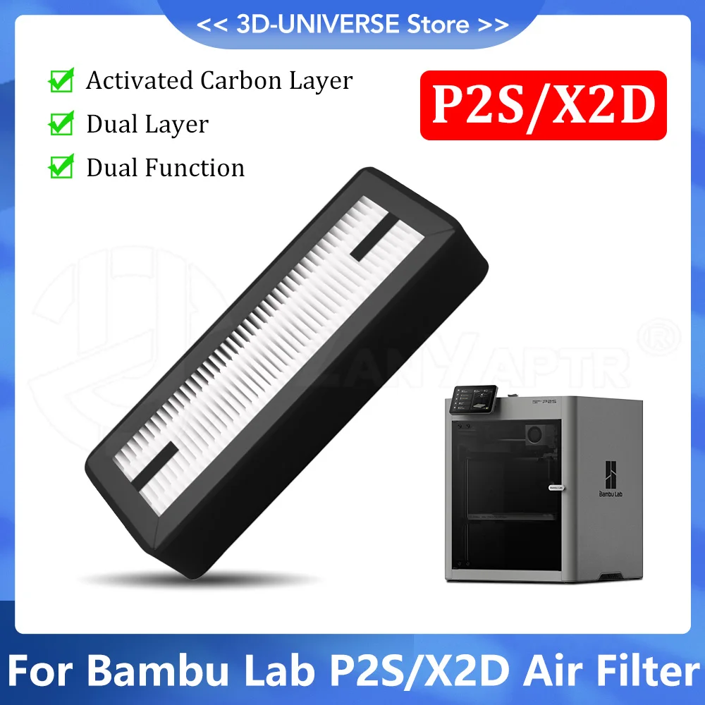 

Воздушный фильтр HEPA с активированным углем для Bambu Lab P2S X2D, удаляет 99% летучих органических соединений и пыли, простая установка, аксессуар для 3D-принтеров