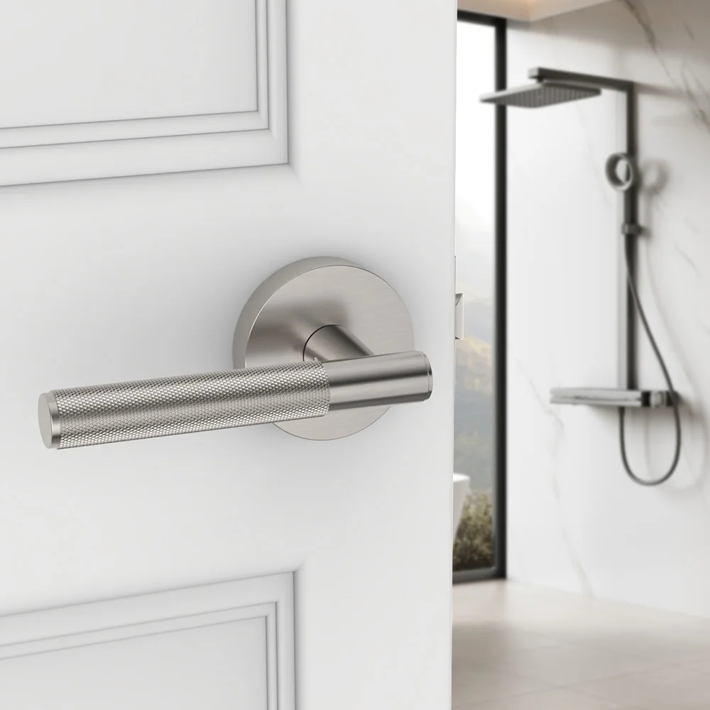 Viladepot الخصوصية مقبض الباب الخلفي مخرش مقبض رافعة قاعدة مستديرة غرفة نوم قفل باب الحمام عكسها #4