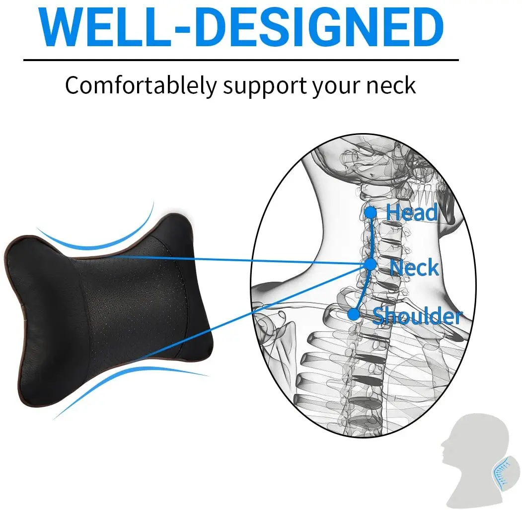 1pc Car Neck Pillows Pu Leather Head Support Universal Cushion  For Lexus Accessories Lumbar Support For Car Gaming Seat