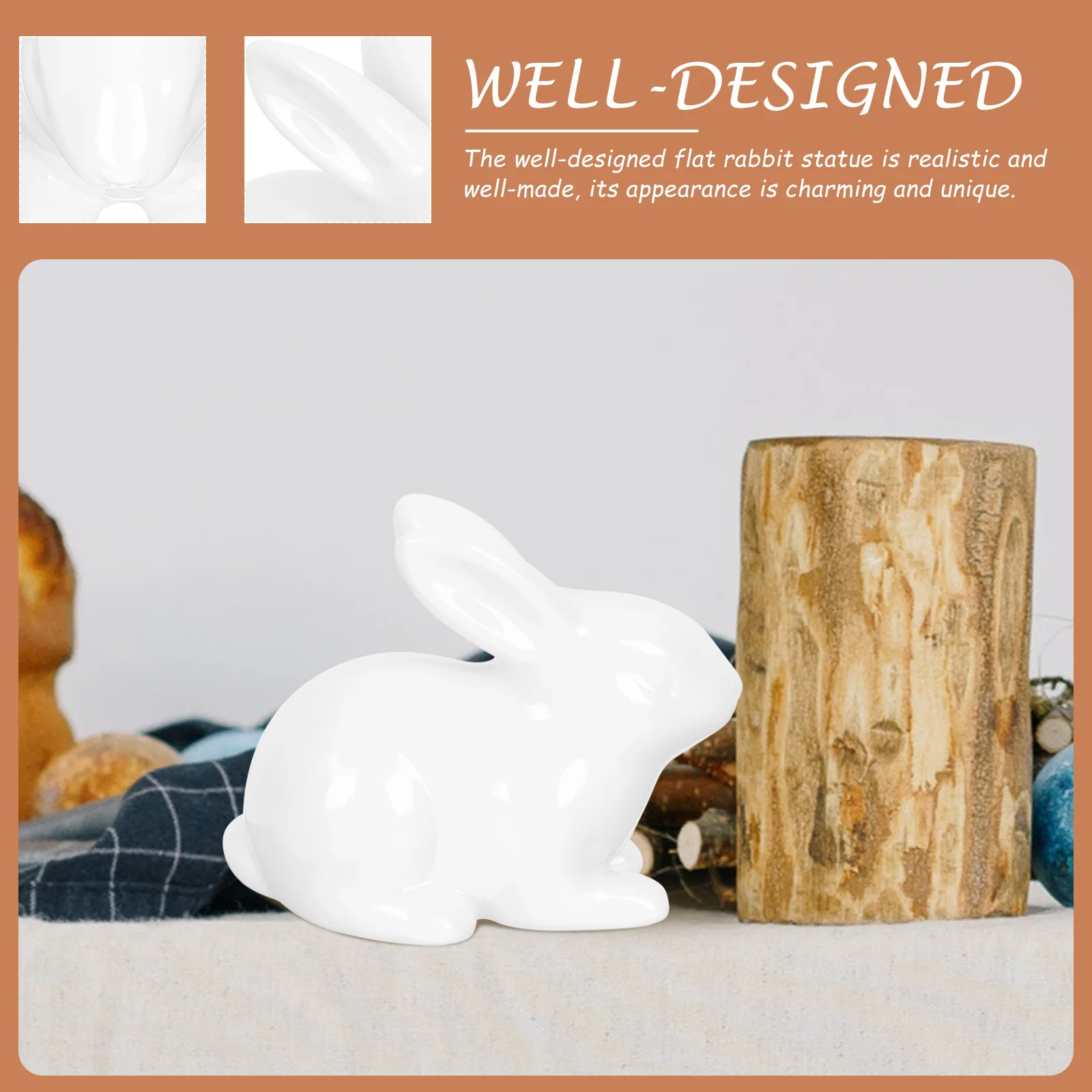 

Ceramic Rabbit Statue Mini Desktop Ornament Adorable Bunny Figure Sculpture Decorations
