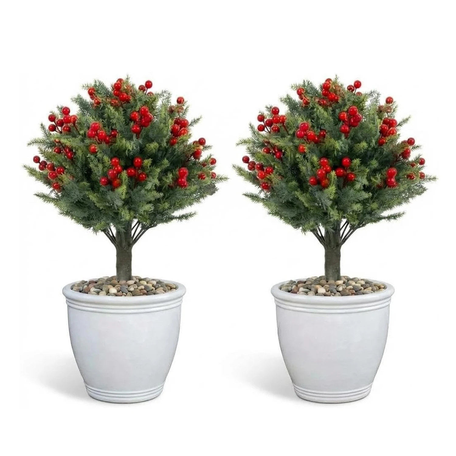 

2 Pack Artificial Topiary with Ground Spike Autumn,Fake Greenery Shrub Faux Plant Fall Decorations Flower for Garden Yard Porch