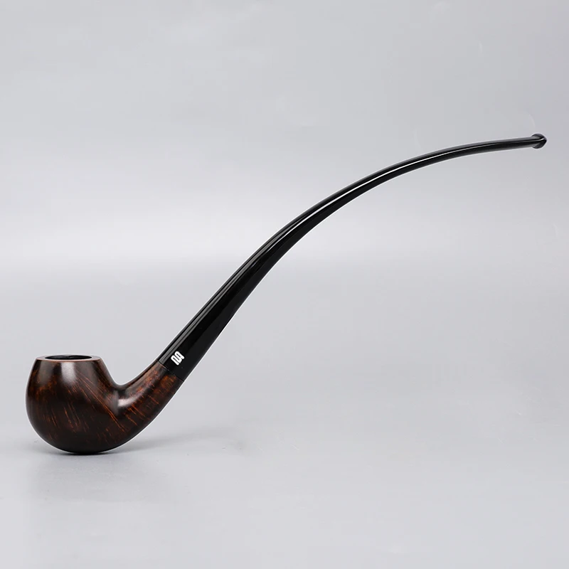 MUXIANG-Handmade Briar Wood Long Stem, Tobacco Pipe, Bent Stem Mouthpieces, Pipe for Smoking with 9mm Filter, Free 10 Tools