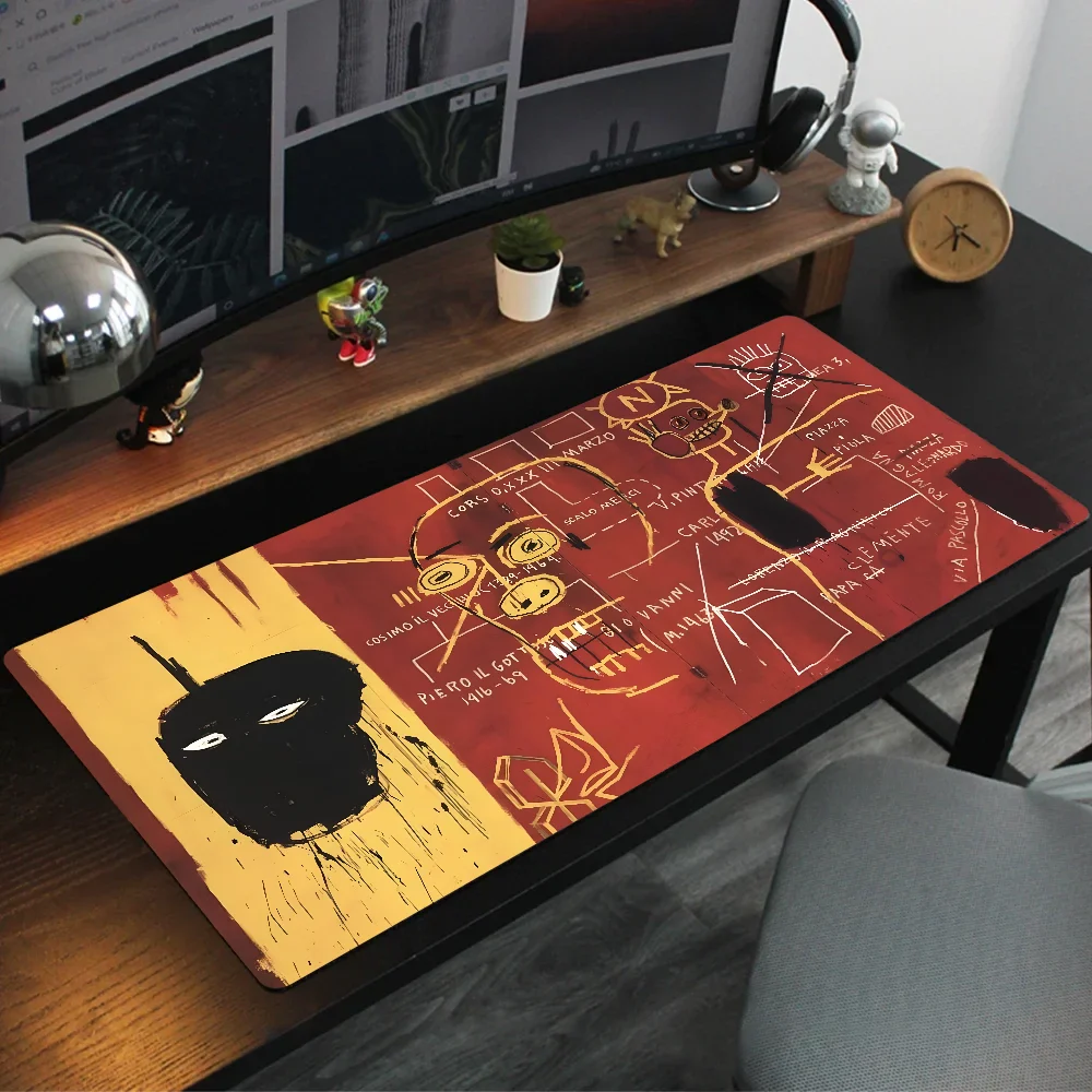 1pc J-Jean-Michel B-Basquiat Art Mouse Mat Desk Mat With Pad Gaming Accessories Prime Gaming XXL Keyboard Pad Padding Mat