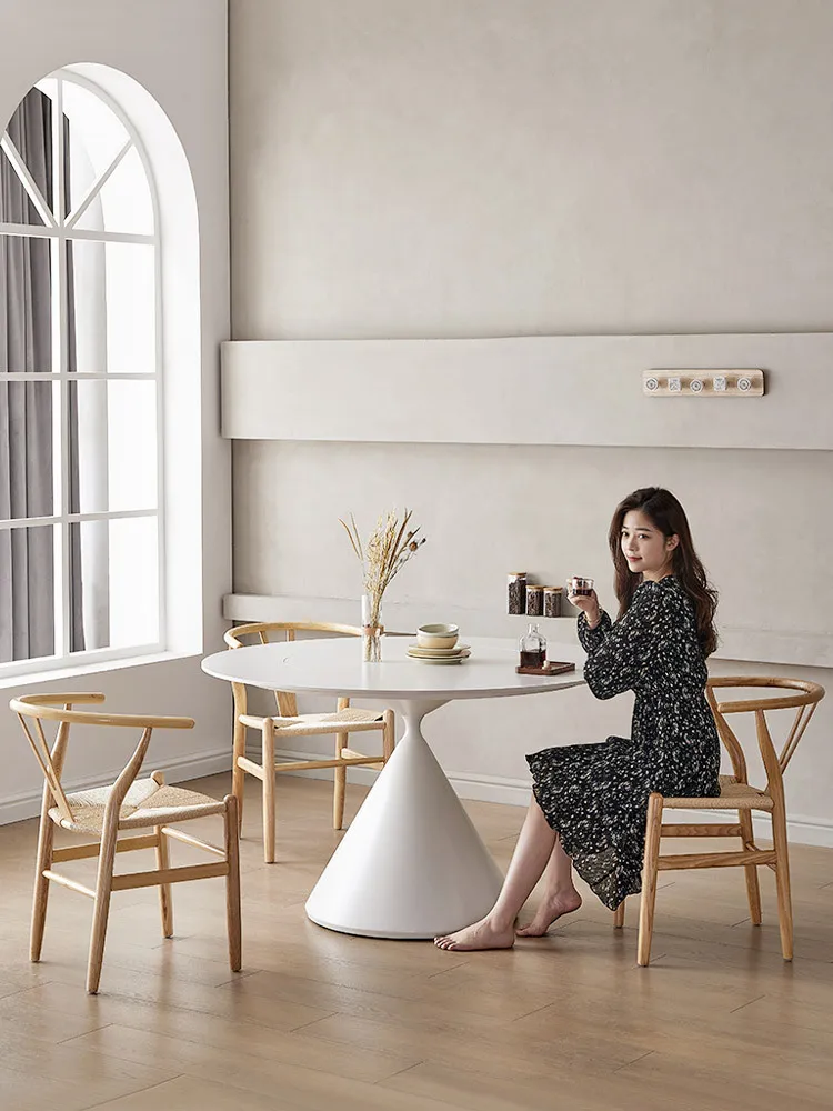 

Half-round Light Luxury Island Table Sense of Design Home Office Rock Dining Solid Wood Coffee Table Vintage Mesas Furnitures