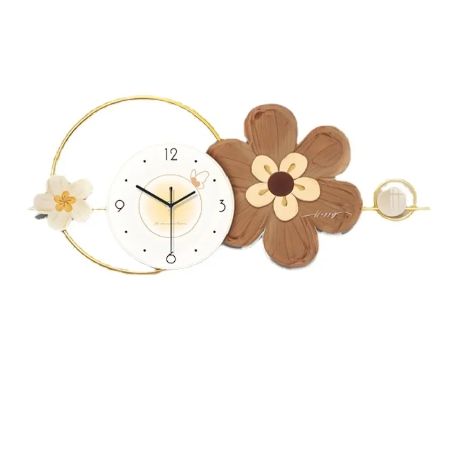 American Style Clock Wall Hanging Battery Operated Acrylic Watches Large Silent Living Room Flowers Reloj De Pared Home Decor