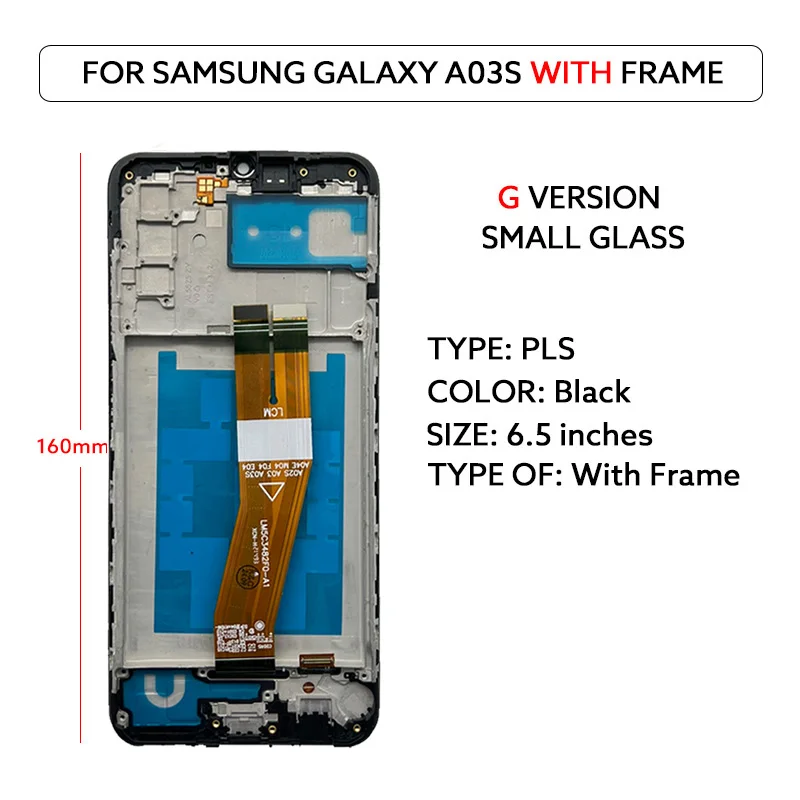 Voor Samsung Galaxy A03s Lcd-scherm 6.5 "A037F A037M A037G A037W Touch Screen Digitizer Vergadering Panel Vervangende Onderdelen