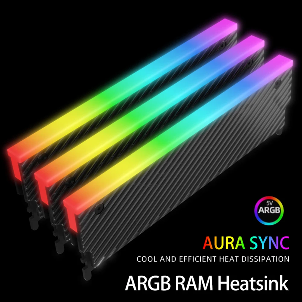5V 3PIN ARGB DDR ヒートシンク アルミニウム合金メモリヒートシンク サーマルシリコンパッド付き DDR2 DDR3 DDR4 DDR5 デスクトップコンピュータ用