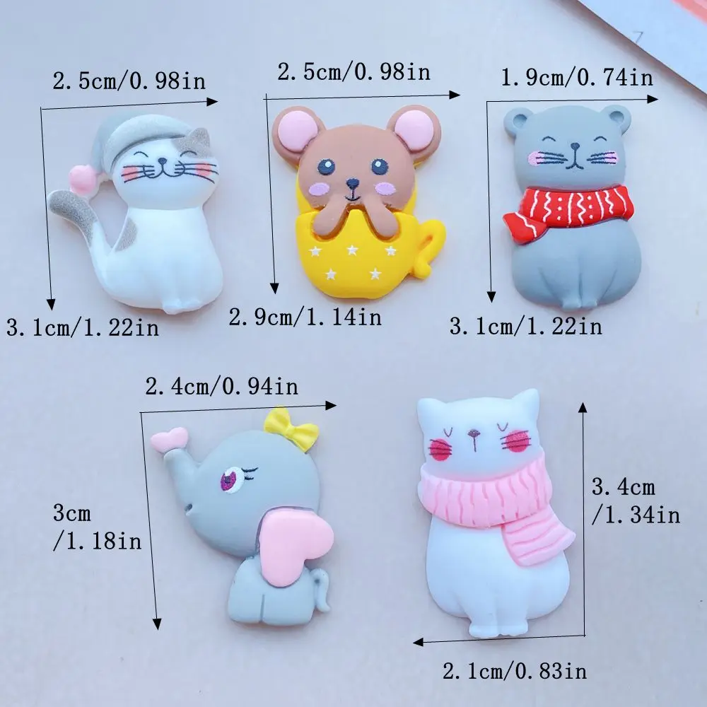 10Pcs New Cute Resin Cartoon Cat, Mouse, Elephant Series Flat Back Scrapbooking DIY Jewelry Craft Decoration Accessories