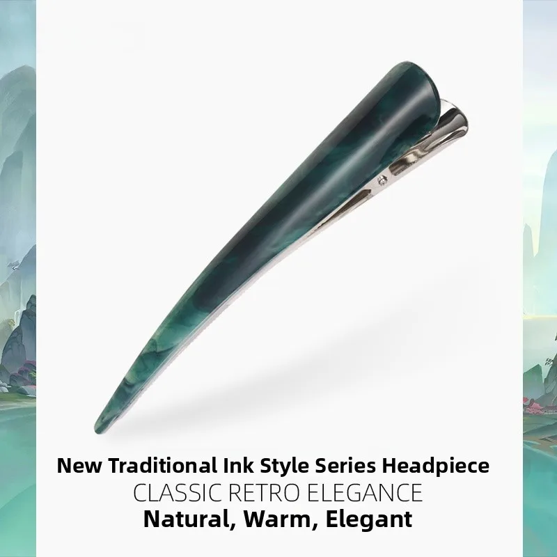 エレガントなロンググリーンシャークジョークリップ中国風ヘアアクセサリーaiqilaファッショナブルなヘアグリップアクリル素材ノンマールマッチ