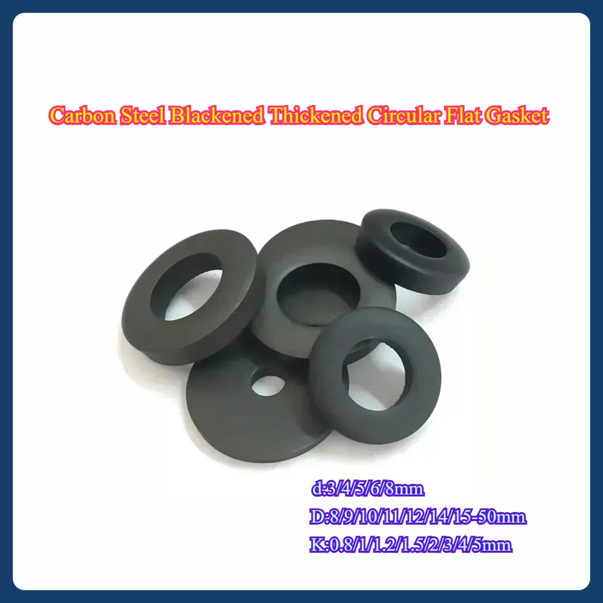 

Carbon Steel Blackened And Thickened Circular Flat Gasket Washer M3M4M5M6M8