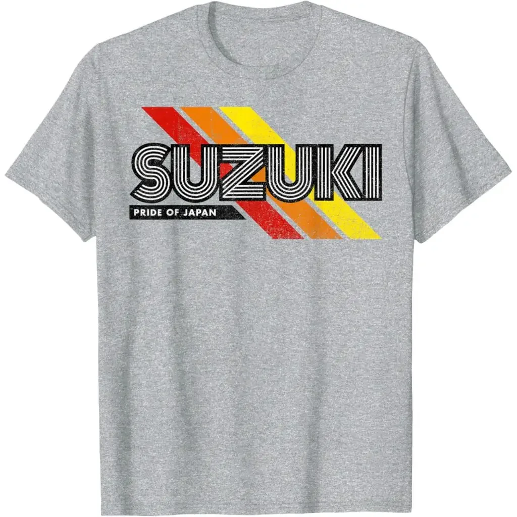 سوزوكي دراجة نارية نادي الوزن الثقيل دراجة نارية قصيرة الأكمام تي شيرت فضفاض أزياء الرجال القطن الخالص الصيف نمط الشارع