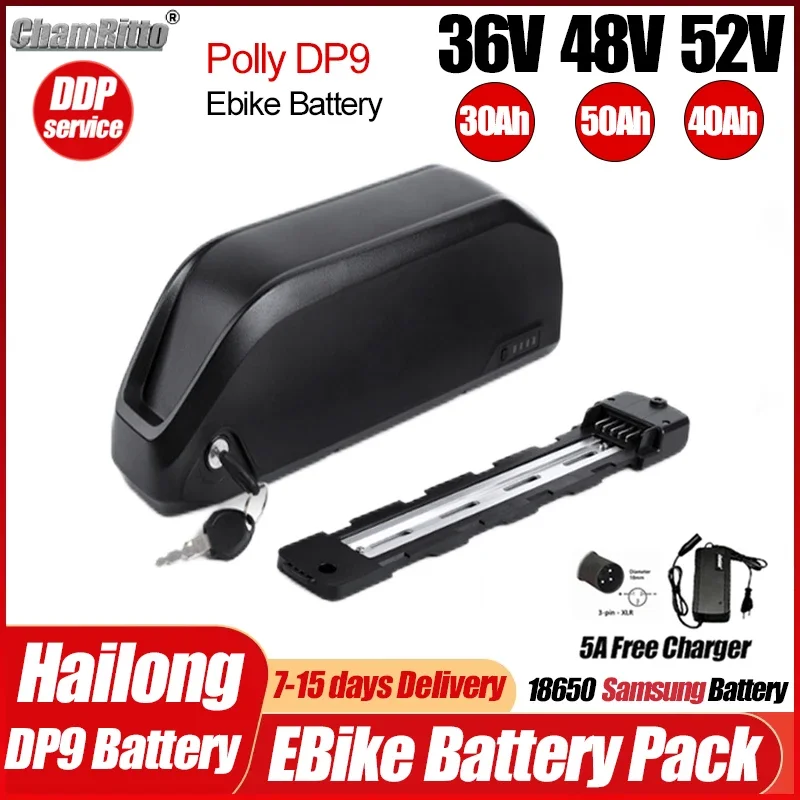 

48v Electric Bicycle 36v Hailong 40ah Batterie Polly DP9 Bateria 52v 25 40 30ah 2000w E bike cham rider 50ah 1500w Lithium Accu