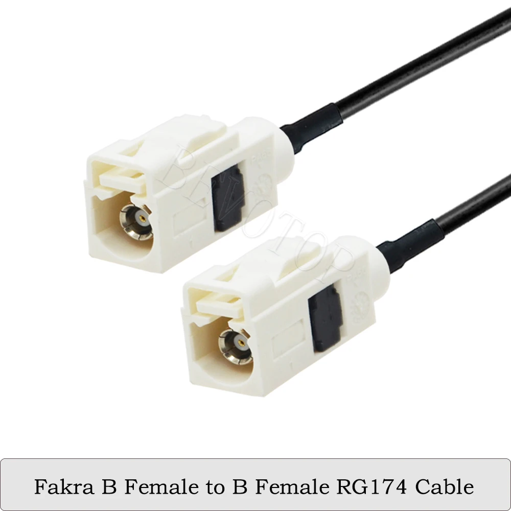 1 peça RG-174 branco fakra b fêmea para fakra b conector fêmea 50 ohm rg174 cabo de extensão de antena de rádio rf coaxial trança