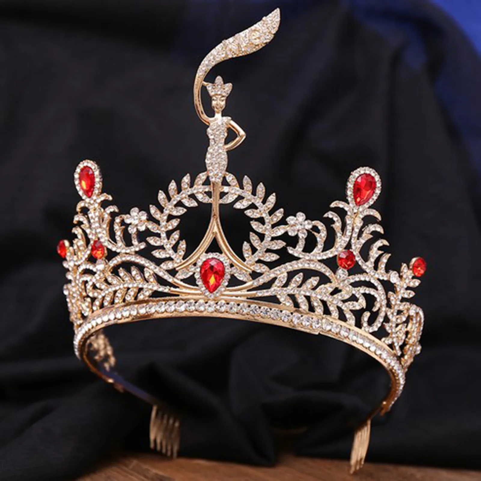 Wedding Full Glittering Crown Hollow Crown Non-slip Wear-resistant Lady Headdress for Birthday Party Adult Ceremony