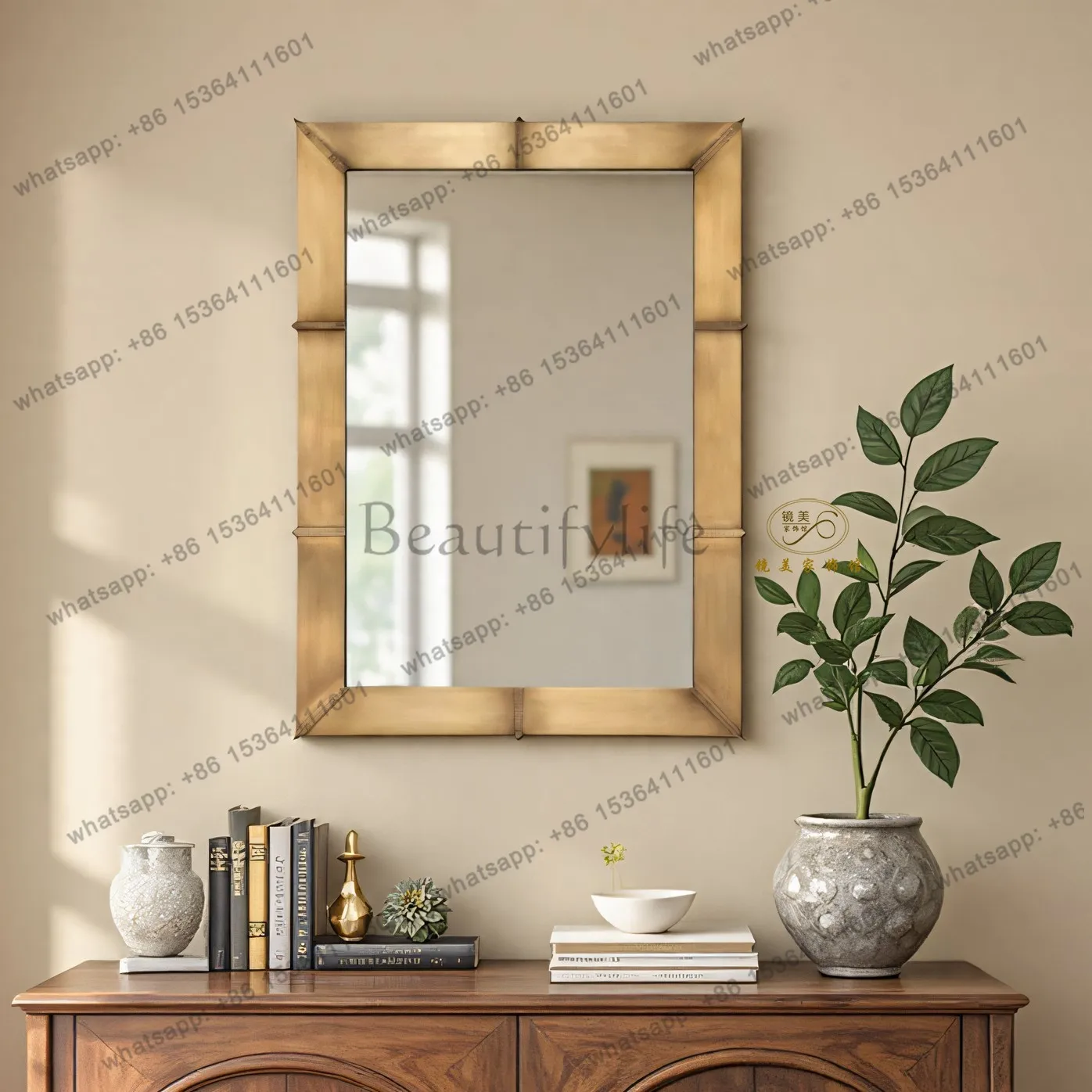 D33 French square toilet sink bathroom mirror wall-mounted decorative mirror