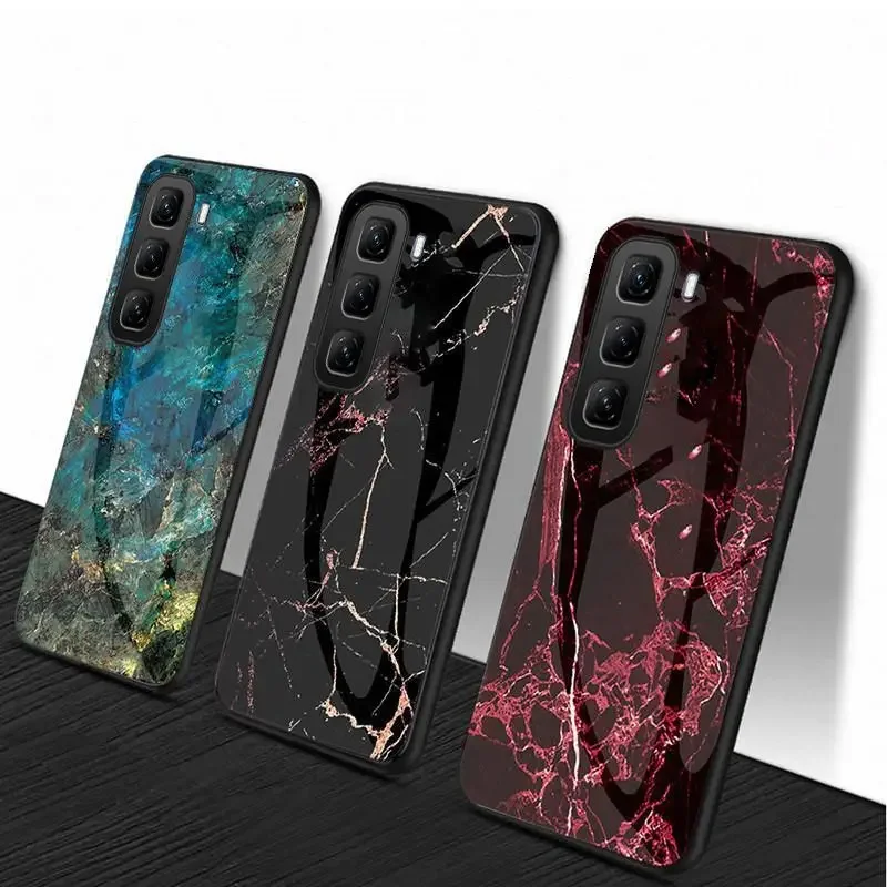For infinix Hot 60 Pro Plus 5G Case Marble Texture Silicone Shockproof Glass Shell For infinix Hot 60i 60 Pro Plus Cover Fundas